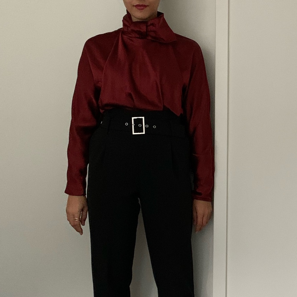 Zara Satin Burgundy Blouse